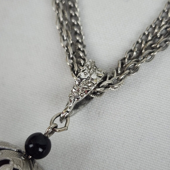 Vintage Silver Tone Pendant Fringe Chain Necklace - Picture 5 of 8